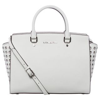 MICHAEL Michael Kors 'Selma' Large White Leather Grommet Satchel MICHAEL Michael Kors Designer Handbags