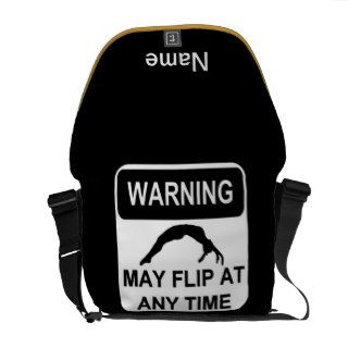 Warning flips at any time messenger bag