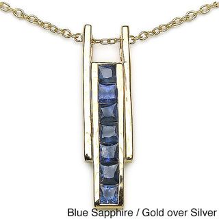 Malaika Silver Blue, Green or Multi colored Sapphire Pendant Malaika Gemstone Necklaces