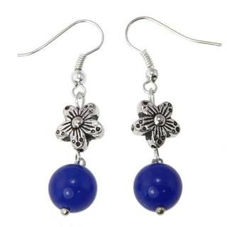 Handcrafted Miao Silver Blue Agate Earrings (China) Earrings