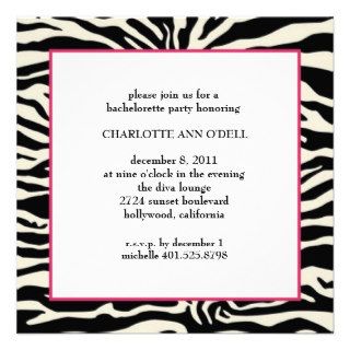 zebra print bachelorette party invitation