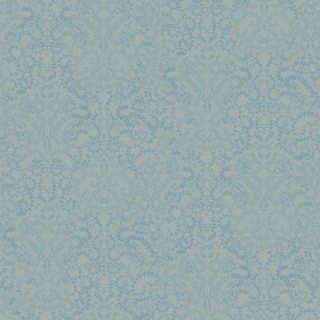 The Wallpaper Company 56 sq.ft. Blue Modern Lace Damask Effect with Metallic accents Wallpaper   DISCONTINUED WC1282866