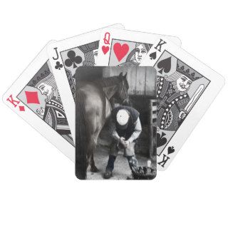 Horse Being Shod   Farrier Photo Black & White Card Decks