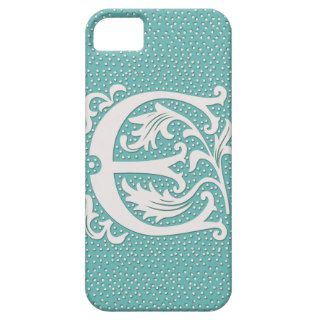 Floral Letter E Monogrammed Turquoise Dotted Case iPhone 5 Case