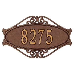 Whitehall Products Hackley Fretwork Oval Antique Copper Standard Wall One Line Address Plaque 5505AC