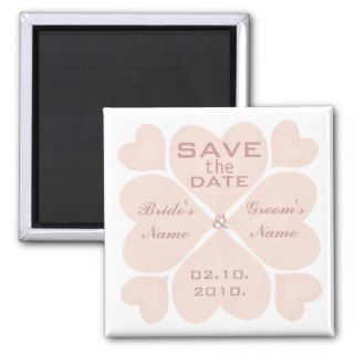 Pink Shamrock Hearts Save the Date Magnet