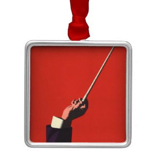 Vintage Music, Conductor's Hand Holding a Baton Christmas Ornaments