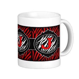 wicked red zebra initial letter J Coffee Mugs