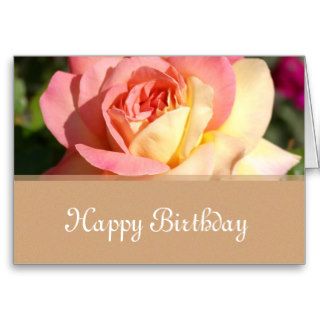 Pink, yellow rose flowers Happy Birthday Greeting Card
