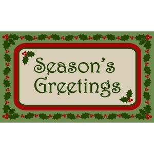 Natco Holly Border Seasons Greetings 17.7 in. x 29.9 in. Hooked Holiday Mat 3583.91.04