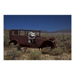 Horse Driving Car Across the Desert Posters