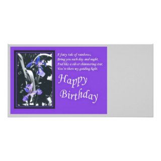 Purple Iris Happy Birthday Custom Photo Card