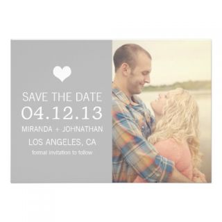 Gray Heart Photo Save The Date Invites