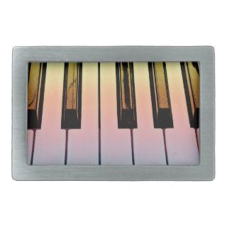 electric keyboard with rainbow overlay rectangular belt buckles