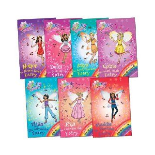 Rainbow Magic Princess Fairies Pack 7 Books (Anya Cuddly Creatures Fairy Demi the Dressing Up Fairy Elisa the Adventure Fairy Eva the Enchanted Fairy Honor the Happy Days Fairy Lizzie the Sweet Treats Fairy Maddie the Playtime Fairy) (106 107 108 109 110 1