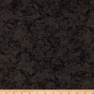 108'' Flourish Quilt Backing Scrolls Black Fabric By The Yard