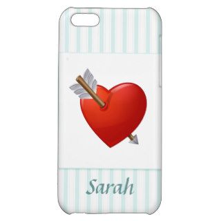 Blue Stripes   Pierced Valentine Heart iPhone 5C Cases