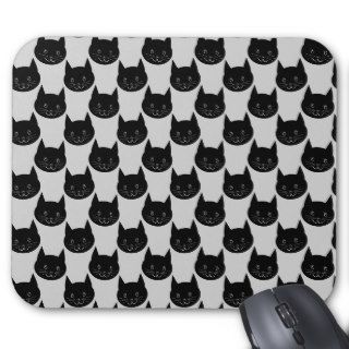 Black Cat Pattern on Light Gray. Mousepads
