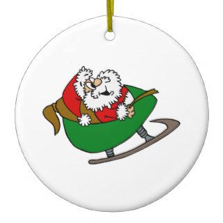 Happy Santa in Sleigh Christmas Ornaments