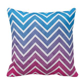Pink Blue Chevron Pattern Throw Pillow