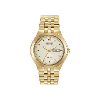 Citizen Eco Drive Mens Gold Tone Watch with Day/Date Display BM8402 54P