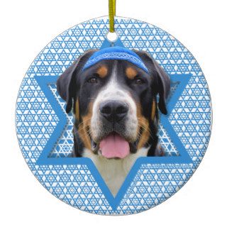 Hanukkah Star of David   Swiss Mountain Dog Christmas Ornaments