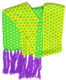 JCP Womens Mens Winter Scarf 100% Acrylic 102" x 5 1/2" Hearts Bright Green Yellow Purple  Other Products  