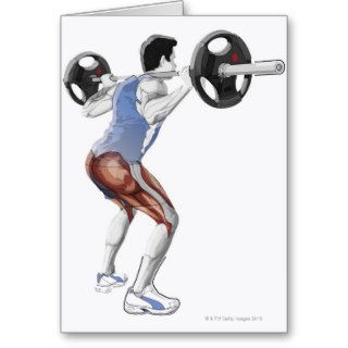 Illustration of muscles used by man to lift card