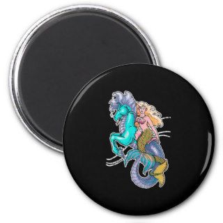 mermaid riding seahorse fridge magnet