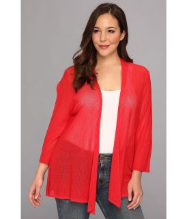 NIC+ZOE Plus Size Mesh Cardy Womens Jacket (Red)