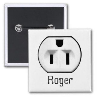Funny Electrical Outlet Name Badge  Name Tags Pin
