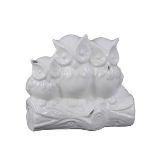 Ceramic Owls On A Stump