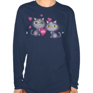 Cute Cartoon Kitty Cats In Love T Shirt