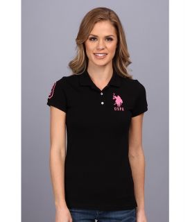 U.S. Polo Assn USPA Solid Polo Womens Short Sleeve Knit (Black)