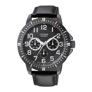 Citizen Quartz Citizen Black Leather Watch AG8315 04E, Mens