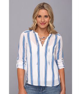 NYDJ Surf Side Stripe Shirt Womens Blouse (White)