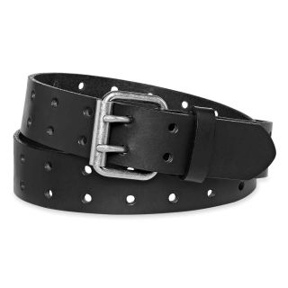 Dickies Double Prong Black Leather Belt, Mens