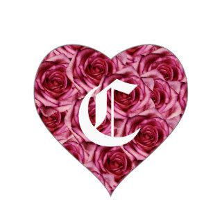 Monogram Letter C Pink Roses Sticker