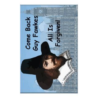Come Back Guy Fawkes All Is Forgiven Customized Stationery