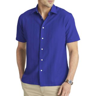 Van Heusen Short Sleeve Solid Shirt, Blue, Mens