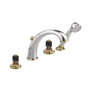 American Standard Amarilis Iris 2 Handle Deck Mount Roman Tub Faucet with Handshower in Satin and Polished Brass   DISCONTINUED 3941.000.297