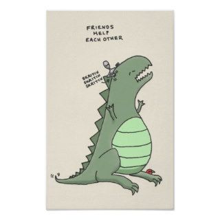 godzilla and an alien friends help each other posters