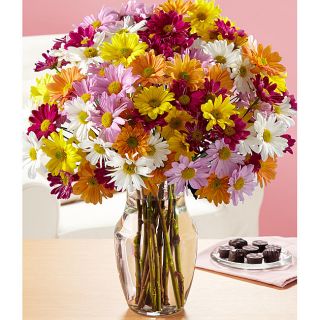 100 Blooms of Spring with Ginger Vase and Rocky Mountain Chocolates Proflowers Mixed Bouquets