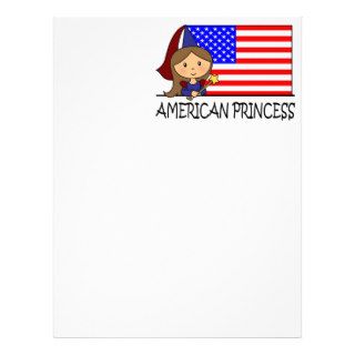 Cartoon Clip Art Cute American Princess Flag Letterhead Template