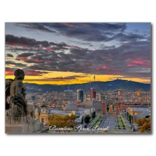 Barcelona, Spain Sunset  Postcard