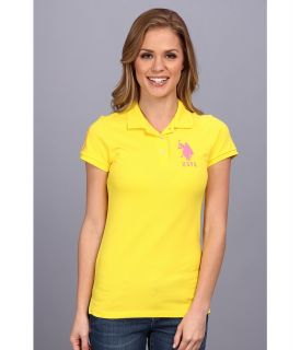 U.S. Polo Assn USPA Solid Polo Womens Short Sleeve Knit (Yellow)
