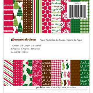 Pebbles Paper Pad 6"X6" 36/Sheets Welcome Christmas, 18 Designs/2ea Paper Packs