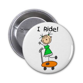 I Ride Stick Figure Button