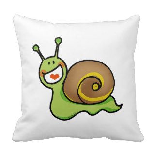 Cute green snail throw pillow