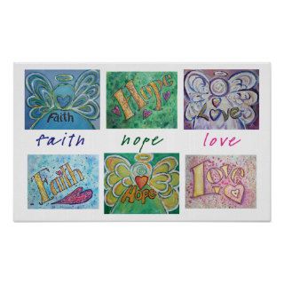 Faith Hope Love Word Collage Art Poster Print